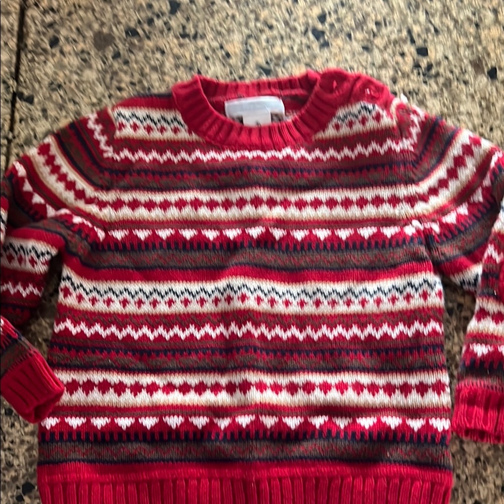 Festive Red and White Knit Sweater